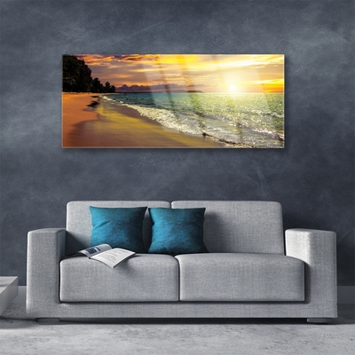 Acrylglasbilder Sonne Strand Meer Baum Landschaft