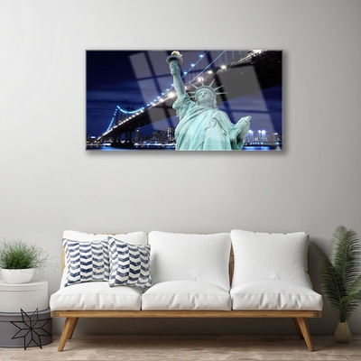 Acrylglasbilder Brücke Freiheitsstatue Architektur