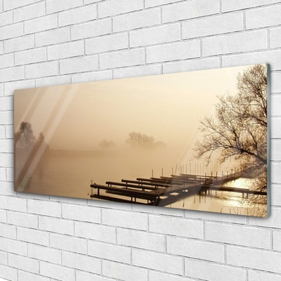 Acrylglasbilder Brücke Wasser Nebel Landschaft