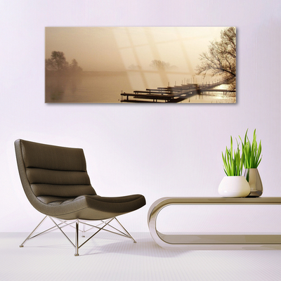 Acrylglasbilder Brücke Wasser Nebel Landschaft