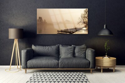 Acrylglasbilder Brücke Wasser Nebel Landschaft