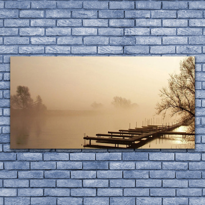 Acrylglasbilder Brücke Wasser Nebel Landschaft