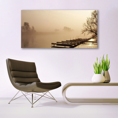 Acrylglasbilder Brücke Wasser Nebel Landschaft