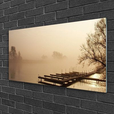 Acrylglasbilder Brücke Wasser Nebel Landschaft