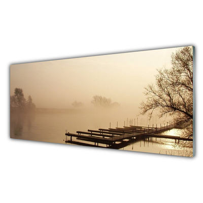 Acrylglasbilder Brücke Wasser Nebel Landschaft