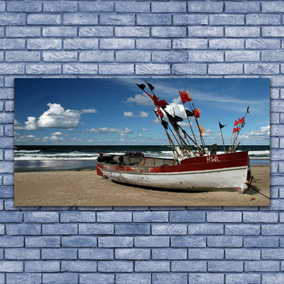 Acrylglasbilder Meer Strand Boot Landschaft