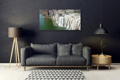 Acrylglasbilder Gebirge Wasserfall See Landschaft