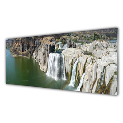 Acrylglasbilder Gebirge Wasserfall See Landschaft