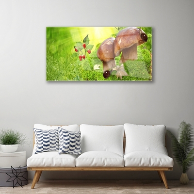 Acrylglasbilder Pilze Gras Walderdbeeren Natur