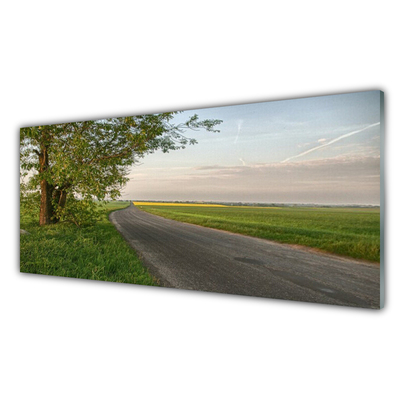 Acrylglasbilder Straße Baum Gras Landschaft