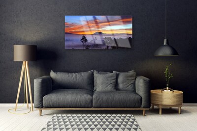 Acrylglasbilder Bäume Nebel Landschaft