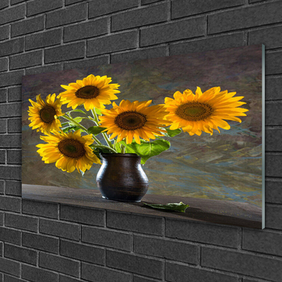 Acrylglasbilder Sonnenblumen Blumenvase Pflanzen