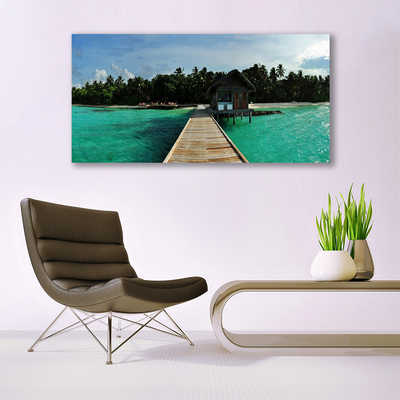 Acrylglasbilder Meer Brücke Bäume Architektur