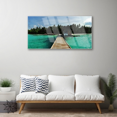 Acrylglasbilder Meer Brücke Bäume Architektur