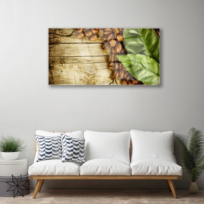 Acrylglasbilder Kaffeebohnen Blätter Küche
