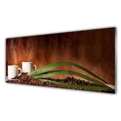 Acrylglasbilder Tassen Kaffeebohnen Küche