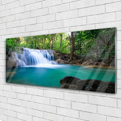 Acrylglasbilder Wasserfall See Wald Natur