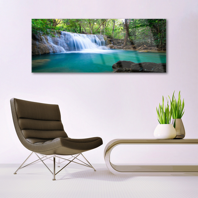 Acrylglasbilder Wasserfall See Wald Natur