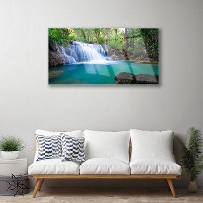 Acrylglasbilder Wasserfall See Wald Natur