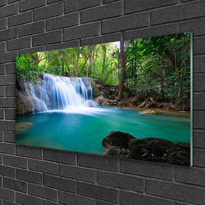 Acrylglasbilder Wasserfall See Wald Natur