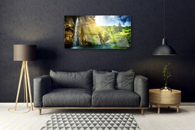 Acrylglasbilder Wasserfall Bäume Landschaft