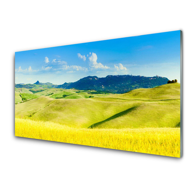 Glasbild aus Plexiglas® Äcker Gebirge Landschaft