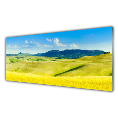 Glasbild aus Plexiglas® Äcker Gebirge Landschaft