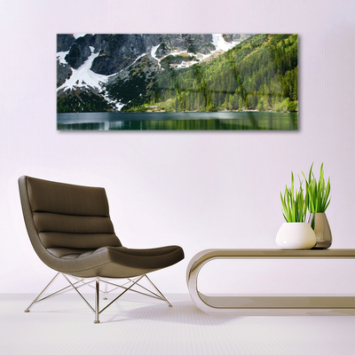 Glasbild aus Plexiglas® See Wald Gebirge Landschaft