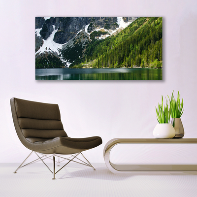 Glasbild aus Plexiglas® See Wald Gebirge Landschaft