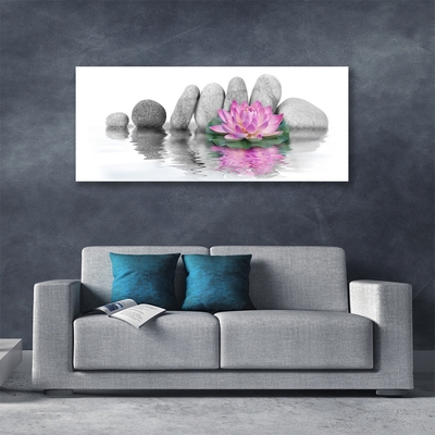 Glasbild aus Plexiglas® Blume Steine Kunst