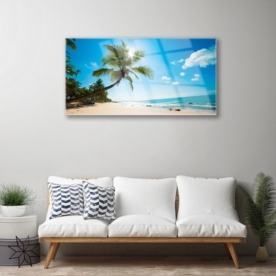 Glasbild aus Plexiglas® Palme Strand Meer Landschaft
