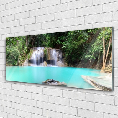 Glasbild aus Plexiglas® Wasserfall See Natur