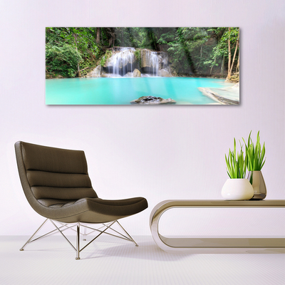 Glasbild aus Plexiglas® Wasserfall See Natur