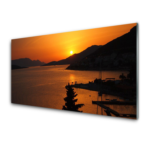 Glasbild aus Plexiglas® Meer Gebirge Landschaft