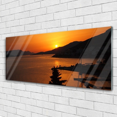 Glasbild aus Plexiglas® Meer Gebirge Landschaft