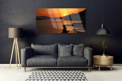 Glasbild aus Plexiglas® Meer Gebirge Landschaft