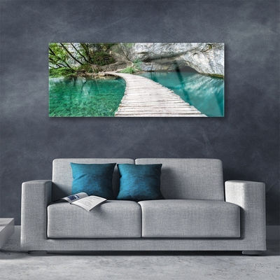 Glasbild aus Plexiglas® Brücke See Architektur