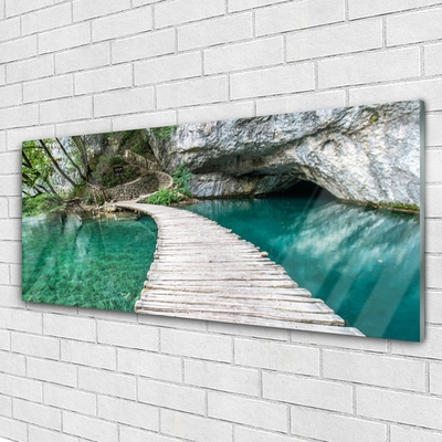 Glasbild aus Plexiglas® Brücke See Architektur