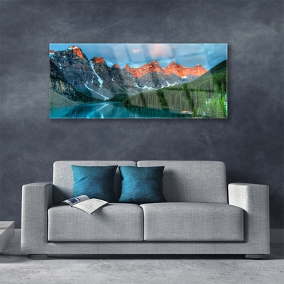 Glasbild aus Plexiglas® Gebirge Wald See Landschaft