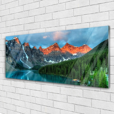 Glasbild aus Plexiglas® Gebirge Wald See Landschaft