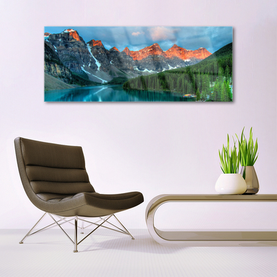 Glasbild aus Plexiglas® Gebirge Wald See Landschaft