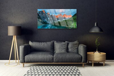 Glasbild aus Plexiglas® Gebirge Wald See Landschaft