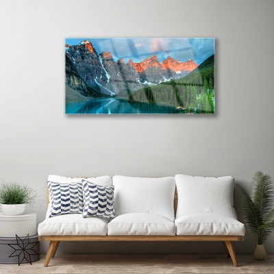 Glasbild aus Plexiglas® Gebirge Wald See Landschaft