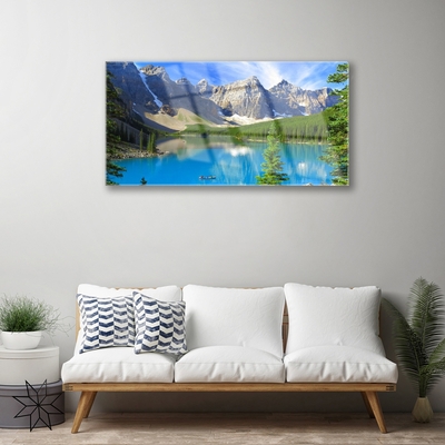 Glasbild aus Plexiglas® See Gebirge Wald Landschaft