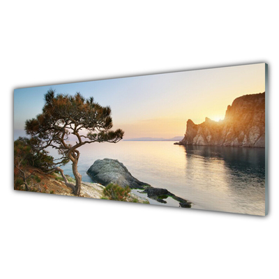 Glasbild aus Plexiglas® See Baum Landschaft
