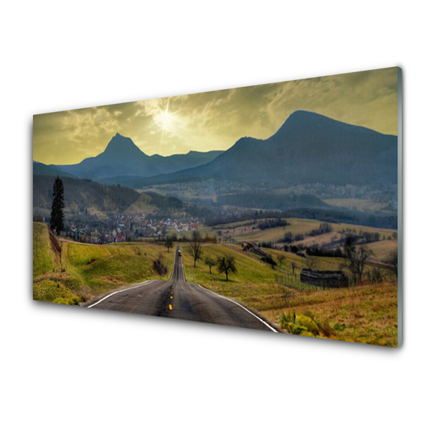 Glasbild aus Plexiglas® Straße Gebirge Landschaft