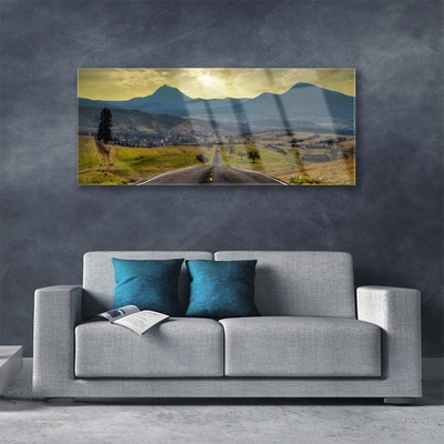 Glasbild aus Plexiglas® Straße Gebirge Landschaft