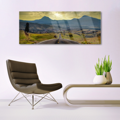 Glasbild aus Plexiglas® Straße Gebirge Landschaft