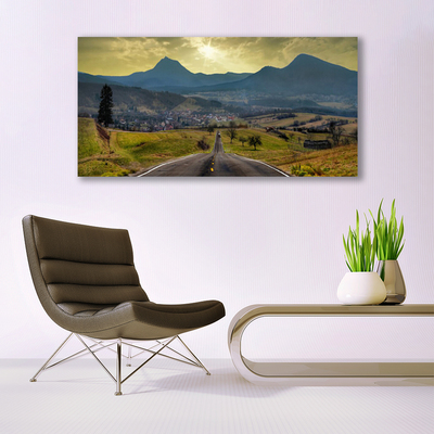 Glasbild aus Plexiglas® Straße Gebirge Landschaft