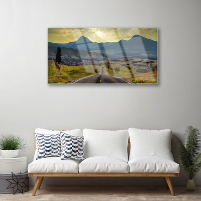 Glasbild aus Plexiglas® Straße Gebirge Landschaft